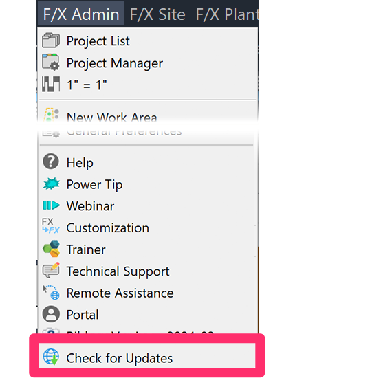 F/X Admin menu